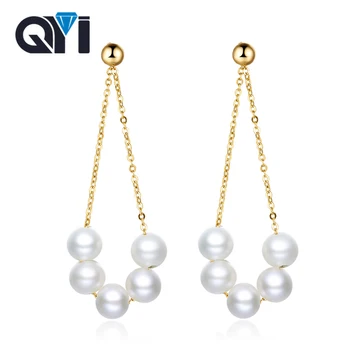 QYI Earring For Women Au750 18k Gold Dangle Drop Earring With 4-5 mm Natural Round High Luster Pearls Long Chain Tassel Design
QYI Earring For Women Au750 18k Gold Dangle Drop Earring With 4-5 mm Natural Round High Luster Pearls Long Chain Tassel Design