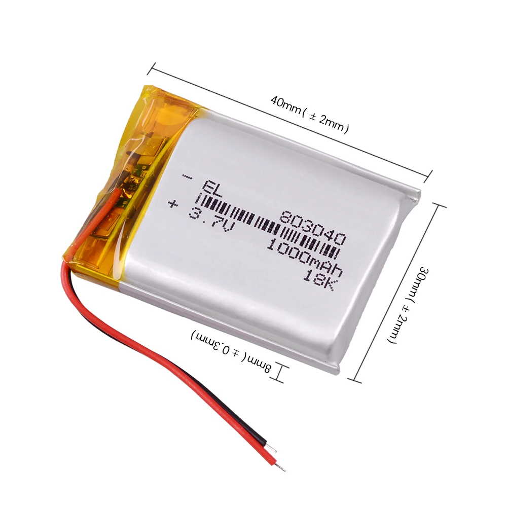 3.7V 1000mAh Lipo Lithium Polymer Battery 803040 lantern headlamp flashlight headphones bluetooth speaker
3.7V 1000mAh Lipo Lithium Polymer Battery 803040 lantern headlamp flashlight headphones bluetooth speaker