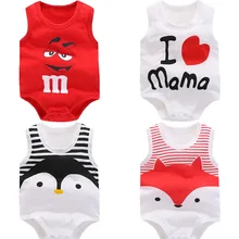 Macacão de bebê sem mangas Verão recém-nascidos meninos roupas de bebê de Algodão de Moda de impressão do bebê meninas roupas para 0-24 M crianças a roupa do bebê(China)