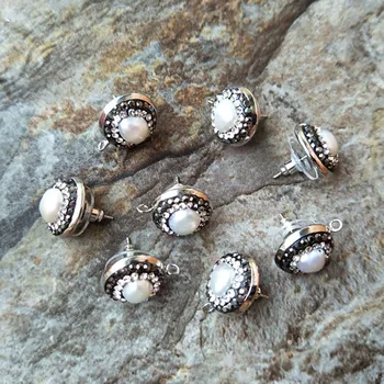 10 Pairs/lot Nature Pearl 14mm Studs,Pave Rhinestone Beads Round Shaped Metal Stud Earrings Jewelry finding for Woman ER168
10 Pairs/lot Nature Pearl 14mm Studs,Pave Rhinestone Beads Round Shaped Metal Stud Earrings Jewelry finding for Woman ER168