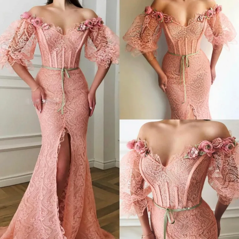 Attractive Prom Dresses Sexy Off Shoulder Half Sleeve Side Split Mermaid Evening Gowns Custom Sweep Train Guest Party Dress
Attractive Prom Dresses Sexy Off Shoulder Half Sleeve Side Split Mermaid Evening Gowns Custom Sweep Train Guest Party Dress