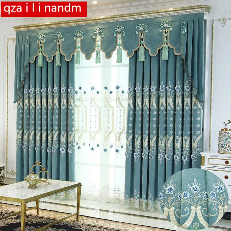 Europe and America Blue Blackout Windows Curtain For Living Room Pastoral embroidery curtains bedroom/kitchen Home Decoration
Europe and America Blue Blackout Windows Curtain For Living Room Pastoral embroidery curtains bedroom/kitchen Home Decoration