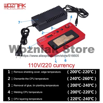 Wozniak PPD120E Upgrades Multi function BGA mobile phone motherboard CPU Glue removing and welding table for iphon x Android
Wozniak PPD120E Upgrades Multi function BGA mobile phone motherboard CPU Glue removing and welding table for iphon x Android