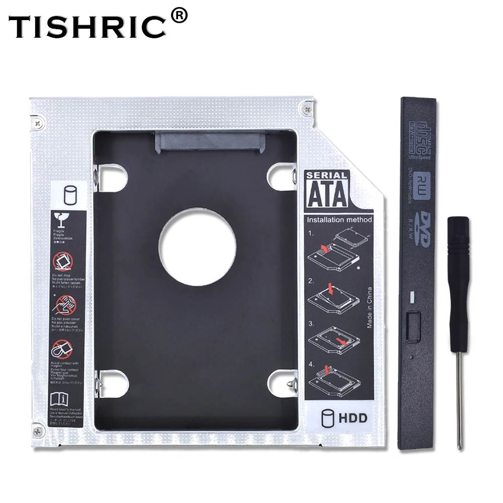 TISHRIC 10 шт. 2018 горячая Распродажа алюминиевый 2-й HDD Caddy 12 7 мм IDE для 2 5 ''чехол SSD