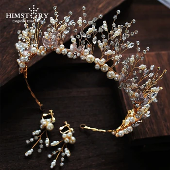 HIMSTORY News Gold Rhinestone Crystal Pearl Tiara Crown Vintage Leaf Branch Headpiece Bridal Wedding Dressing Crown Accessory
HIMSTORY News Gold Rhinestone Crystal Pearl Tiara Crown Vintage Leaf Branch Headpiece Bridal Wedding Dressing Crown Accessory