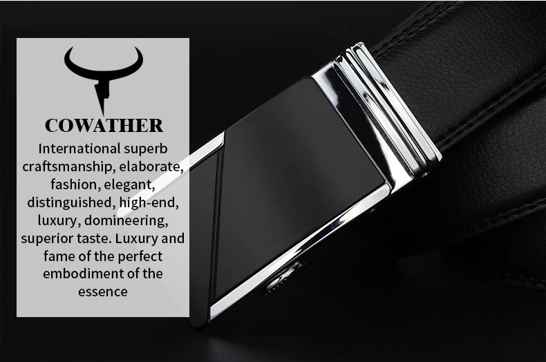COWATHER COW genuine Leather Belts for Men High Quality Male Brand Automatic Ratchet Buckle belt 1.25" 35mm Wide 110-130cm long 8