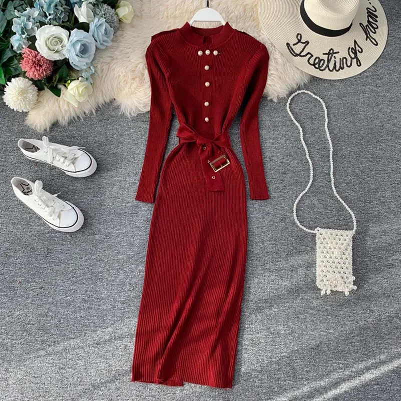 NiceMix 2019 autumn Knitted Sweater Dress Women Long Sleeve Split Side Bandage Dress Sexy Lurex Bodycon Dresses Skinny with Belt
NiceMix 2019 autumn Knitted Sweater Dress Women Long Sleeve Split Side Bandage Dress Sexy Lurex Bodycon Dresses Skinny with Belt