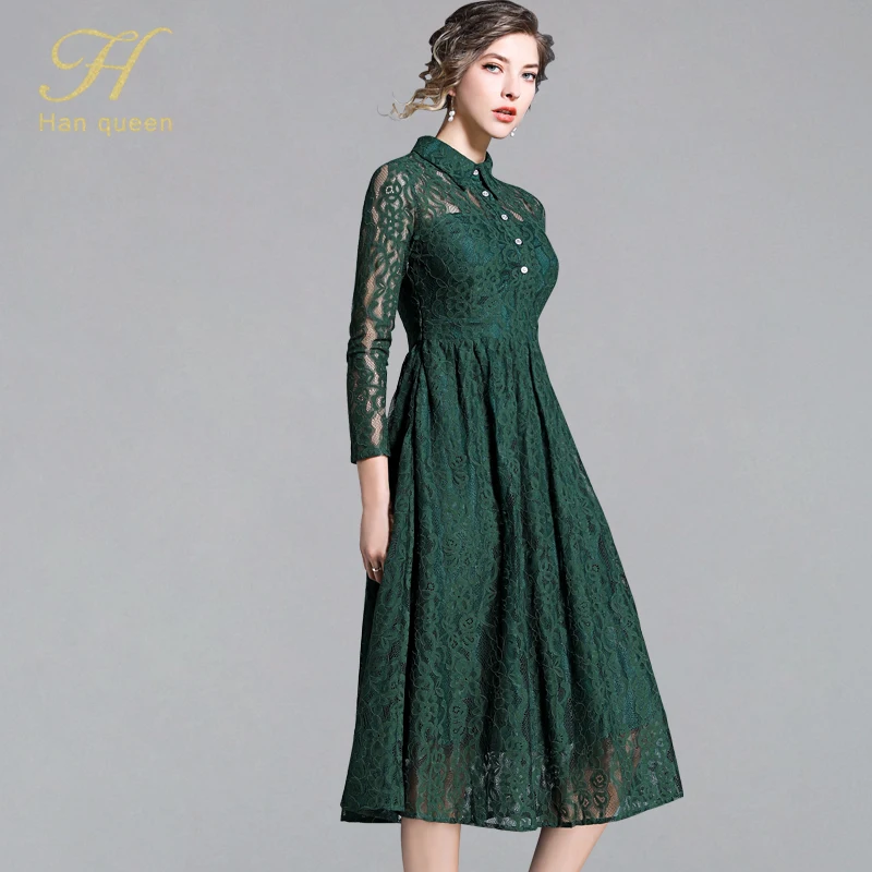H Han Queen New Summer Party Lace Dress Women Slim Sexy Hollow Out Vestidos Elegant Work Casual Big Swing Vintage Long Dresses
H Han Queen New Summer Party Lace Dress Women Slim Sexy Hollow Out Vestidos Elegant Work Casual Big Swing Vintage Long Dresses