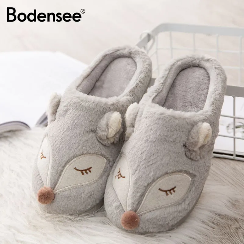 BODENSEE Women Cotton slippers Ladies Cute Cartoon Fox Slippers House Bedroom Comfortable Warm Plush Indoor Flats
BODENSEE Women Cotton slippers Ladies Cute Cartoon Fox Slippers House Bedroom Comfortable Warm Plush Indoor Flats