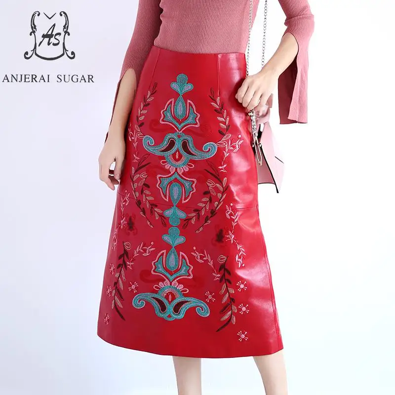 Autumn winter women genuine sheepskin leather long skirt slim Vintage Embroidery flower Ethnic style A line Package hip skirt
Autumn winter women genuine sheepskin leather long skirt slim Vintage Embroidery flower Ethnic style A line Package hip skirt