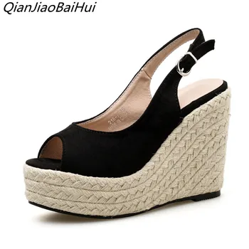 QianJiaoBaiHui Straw Hemp Rope Wedges Sandals Women Platform Peep Toe Sandals High Heels Fashion Ladies Casual Wedge Shoes Black
QianJiaoBaiHui Straw Hemp Rope Wedges Sandals Women Platform Peep Toe Sandals High Heels Fashion Ladies Casual Wedge Shoes Black