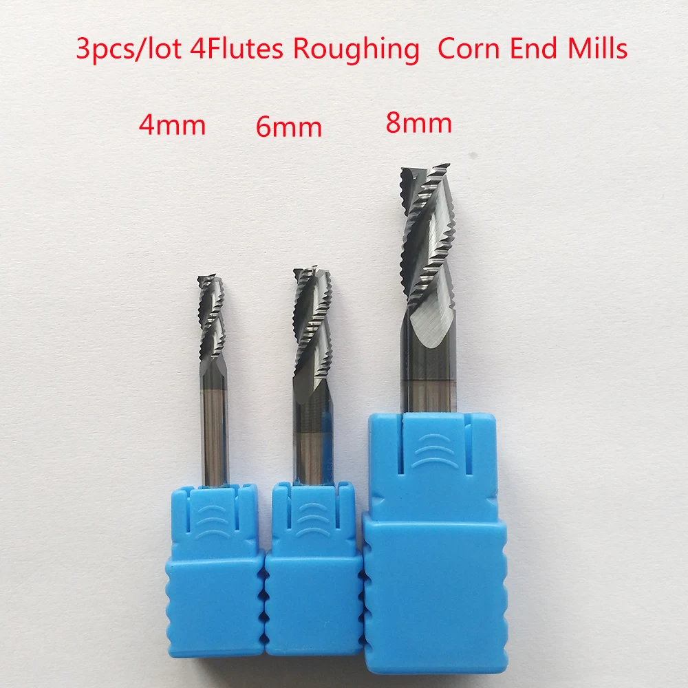 3pcs/lot 4mm/6mm/8mm 3Flutes HRC45 Roughing end mill Spiral Bit Milling Tools CNC Corn Endmills Router bits
3pcs/lot 4mm/6mm/8mm 3Flutes HRC45 Roughing end mill Spiral Bit Milling Tools CNC Corn Endmills Router bits