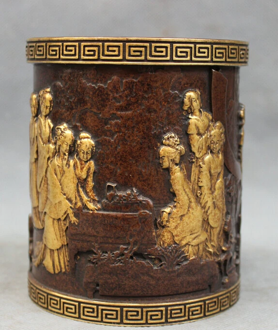 USPS to USA S1203 Chinese Purple Bronze 24K Gold Belle Beauty Statue Brush Pot Barrel Pencil Vase B0401
USPS to USA S1203 Chinese Purple Bronze 24K Gold Belle Beauty Statue Brush Pot Barrel Pencil Vase B0401