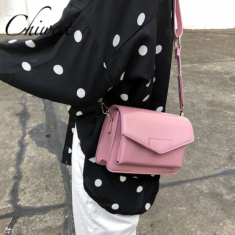 Брендовая женская розово-фиолетовая сумка-мессенджер винтажная Минималистичная
