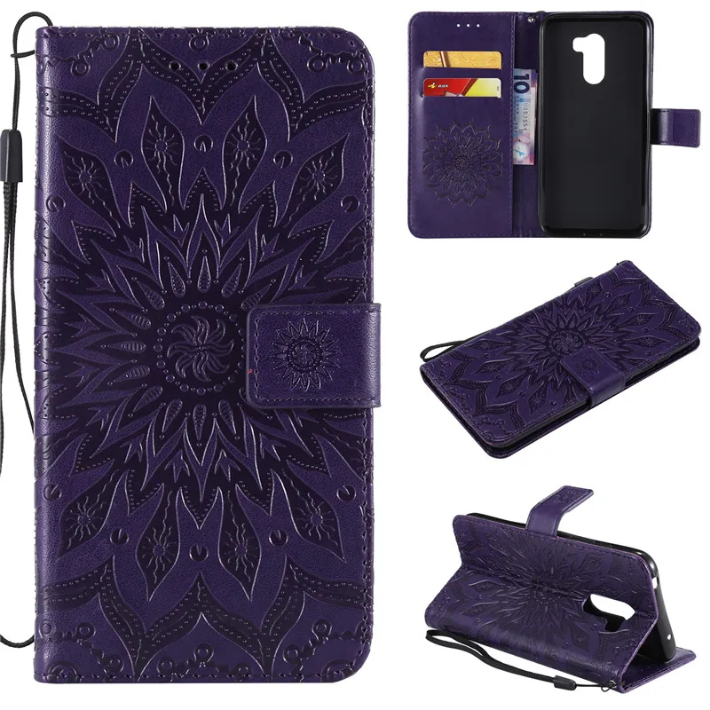 For Xiaomi pocophone F1 Case PU Leather Sun flower Embossed Flip Wallet Stand Holder Bag Phone Cover For Xiaomi pocophoneF1 Case (2)