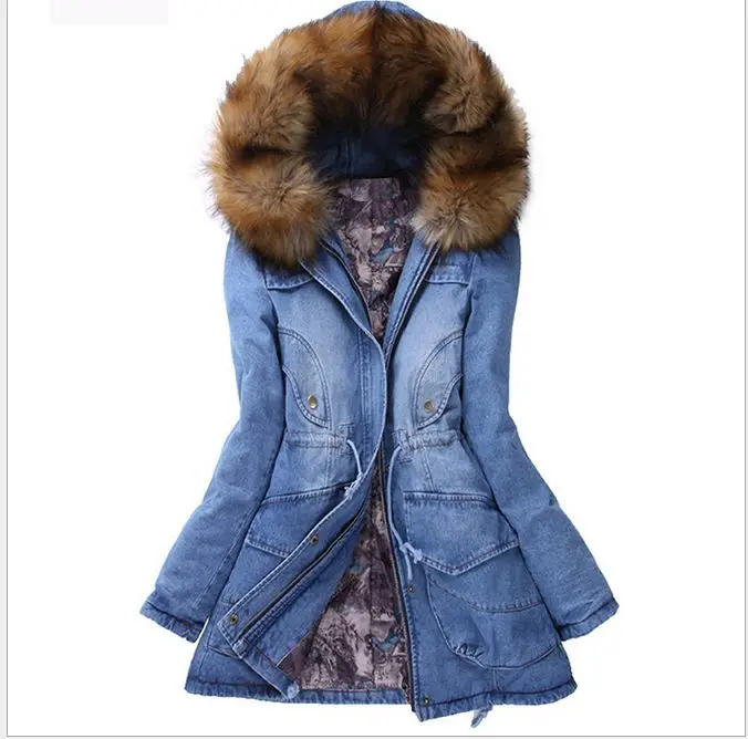 Winter Thickening Basic jeans Coat Women 2017 New Parka Fleece Coat Faux Fur Collar Hooded Long Denim Outerwear jaqueta G080101
Winter Thickening Basic jeans Coat Women 2017 New Parka Fleece Coat Faux Fur Collar Hooded Long Denim Outerwear jaqueta G080101