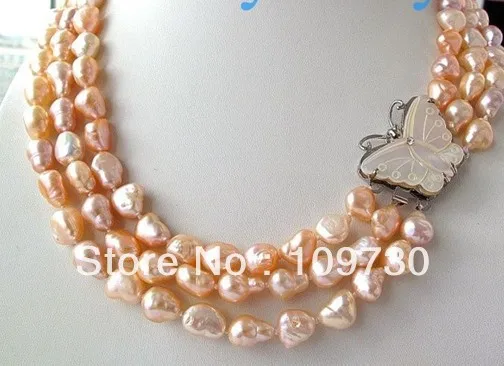 Jewelry 0012176 3Strands Elegant 13mm Pink Baroque Twins Freshwater Pearl Necklace Shell Clasp
Jewelry 0012176 3Strands Elegant 13mm Pink Baroque Twins Freshwater Pearl Necklace Shell Clasp