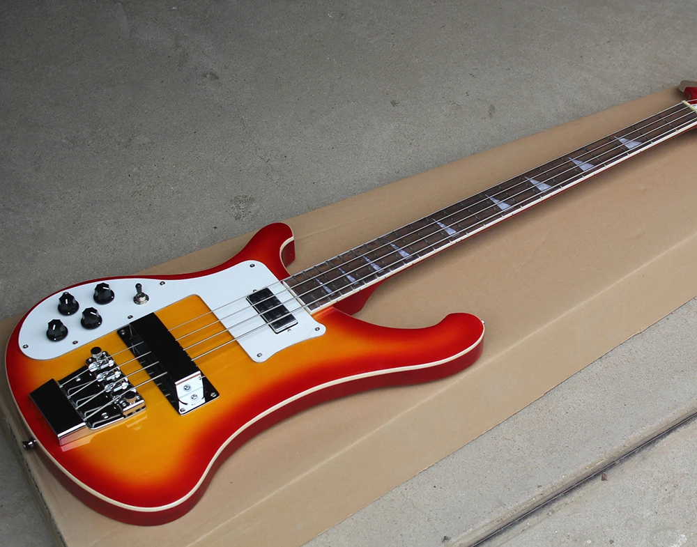 Factory Custom Cherry Sunburst 4-string Electric Bass Guitar with Left-hand,White Pickguard,Chrome Hardwares,Offer Customized
Factory Custom Cherry Sunburst 4-string Electric Bass Guitar with Left-hand,White Pickguard,Chrome Hardwares,Offer Customized