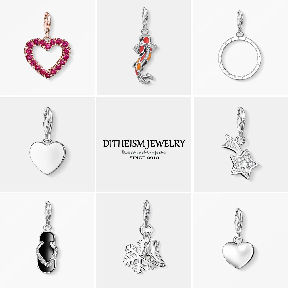 

Heart Charms Pendant,2018 Fashion Jewelry 925 Sterling Silver Romantic Hearts Gift For Women Girls Fit Bracelet Necklace Bag