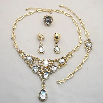 Good Quality!Gold Color White Crystal Drop Pendent Necklace Earrings Bracelet Ring Jewelry Sets FOR BRIDAL
Good Quality!Gold Color White Crystal Drop Pendent Necklace Earrings Bracelet Ring Jewelry Sets FOR BRIDAL