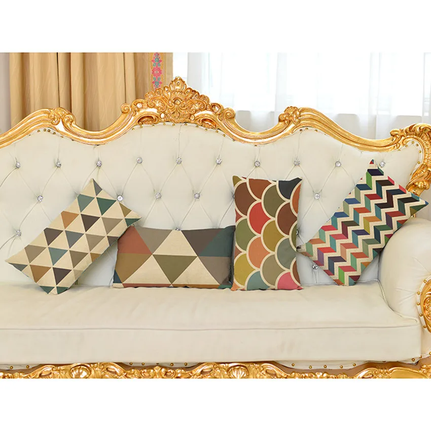 Image Nordic 30x50cm Geometry Style cotton linen cushion decorative pillow Lattice Stripe rectangular waist pillowcase sofa Cushion