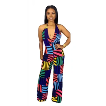Striped Block Print Jumpsuit Women Vintage V Neck Halter Backless Long Pants Overalls For Women Elegant Slim Sleeveless Rompers
Striped Block Print Jumpsuit Women Vintage V Neck Halter Backless Long Pants Overalls For Women Elegant Slim Sleeveless Rompers