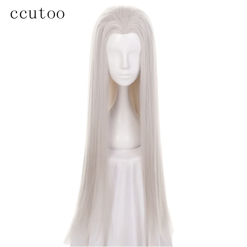 ccutoo Beauty tips 100cm Silver Grey Long Straight Synthetic Hair ancient maple Widow's peak Cosplay Wig Heat Resistance Fiber | Шиньоны