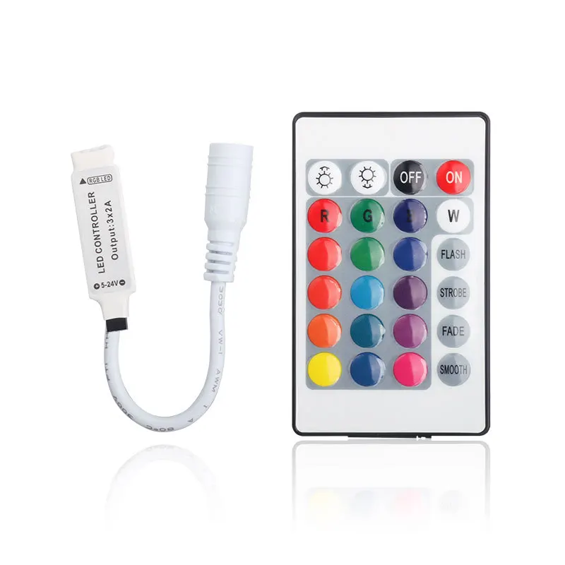 24keys LED Controller RGB IR Remote Controller DC12V With Mini Receiver LED Driver Dimmer Fit for 5050/3528 RGB LED Strip Light
24keys LED Controller RGB IR Remote Controller DC12V With Mini Receiver LED Driver Dimmer Fit for 5050/3528 RGB LED Strip Light