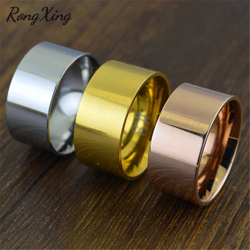 Фото RongXing ретро золотой цвет/розовое золото 10 мм широкие кольца для - купить