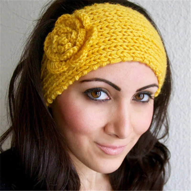 Фото Цветочная повязка для волос женская вязаная шапка вязанная крючком на голову