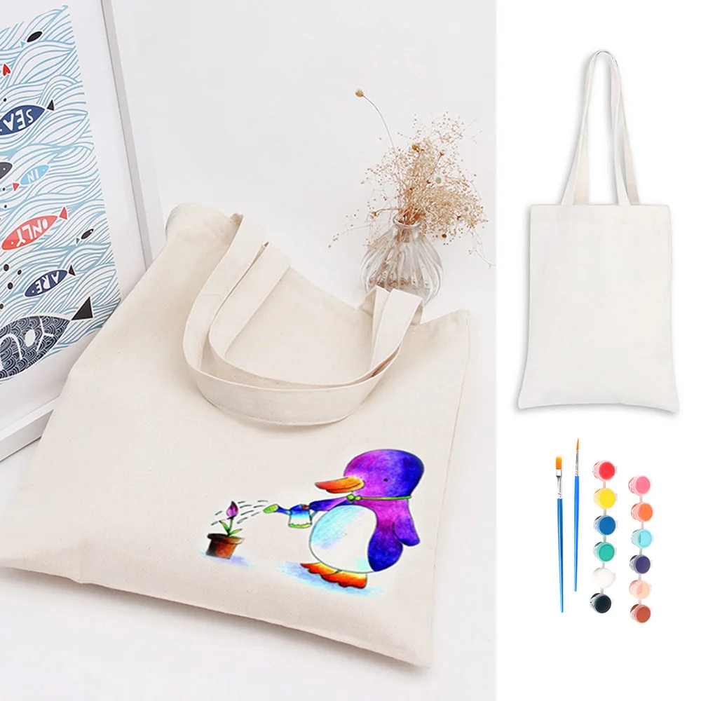 Kids DIY Hand-painted Canvas Bags Handbag with Fabric Acrylic Paint Paintbrush Painting Brushes Drawing Graffiti Coloring Toys
Kids DIY Hand-painted Canvas Bags Handbag with Fabric Acrylic Paint Paintbrush Painting Brushes Drawing Graffiti Coloring Toys