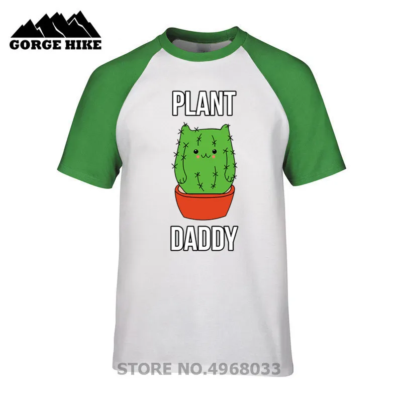Популярная Черная Мужская футболка Kawaii кактус Китти кошка растение папа