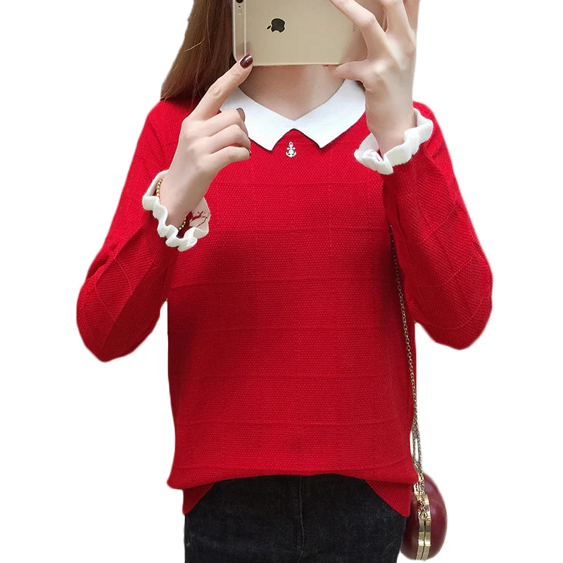 New Womens Doll collar Knit Bottom shirt Autumn Winter Pullover Warm Sweater Female Slim long-sleeve Plus size Sweaters 3XL F771
New Womens Doll collar Knit Bottom shirt Autumn Winter Pullover Warm Sweater Female Slim long-sleeve Plus size Sweaters 3XL F771