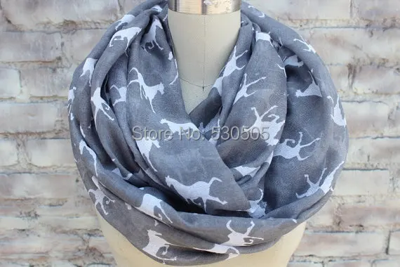 

Horses Print Infinity Scarf for Woman great accessory Christmas gift