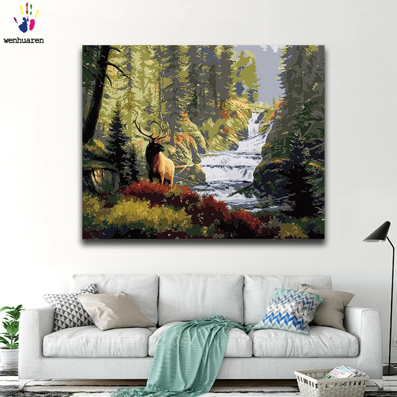 DIY Coloring paint by numbers Forest beauty paintings by numbers with kits 40x50 framed
DIY Coloring paint by numbers Forest beauty paintings by numbers with kits 40x50 framed