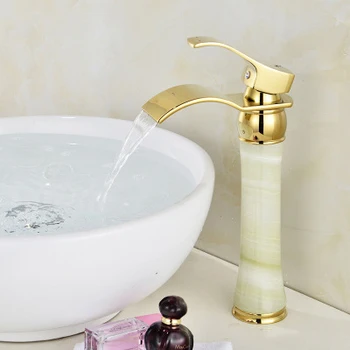 Bathroom Tall Basin Faucets Gold Waterfall Bath Sink Water Mixer Rose gold Jade Basin Faucet Hot and Cold Deck Mounted Taps
Bathroom Tall Basin Faucets Gold Waterfall Bath Sink Water Mixer Rose gold Jade Basin Faucet Hot and Cold Deck Mounted Taps