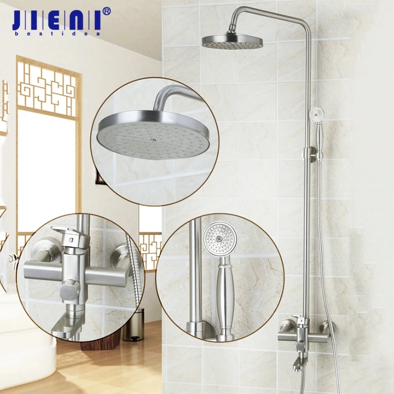 JIENI 8 Inch Shower Head Water Saving Nozzle Aerator High Pressure Bathroom Shower Set Nickel Brush Wall Mounted Shower Faucet
JIENI 8 Inch Shower Head Water Saving Nozzle Aerator High Pressure Bathroom Shower Set Nickel Brush Wall Mounted Shower Faucet