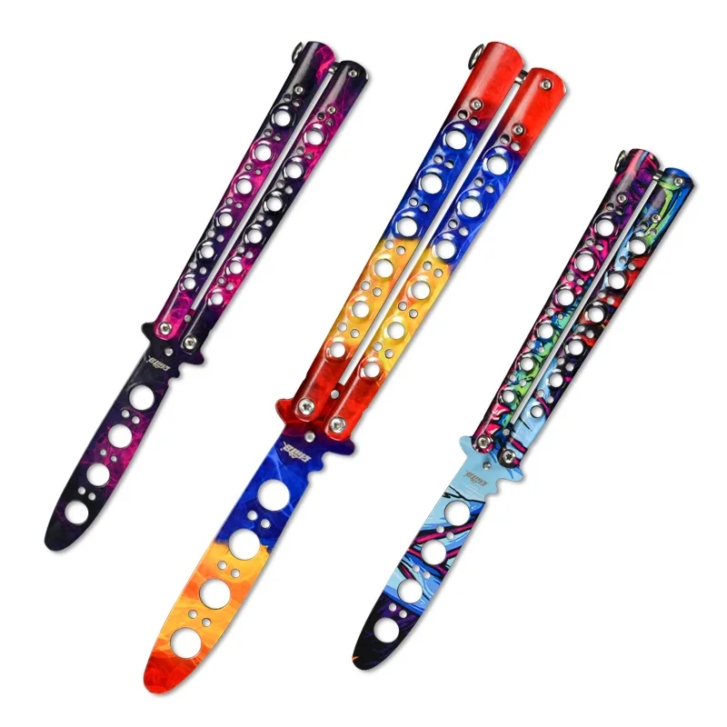 Rainbow Steel Butterfly Trainer Training Knife Cool Folding Knife Balisong Not Sharp Practice CS GO Comb
Rainbow Steel Butterfly Trainer Training Knife Cool Folding Knife Balisong Not Sharp Practice CS GO Comb