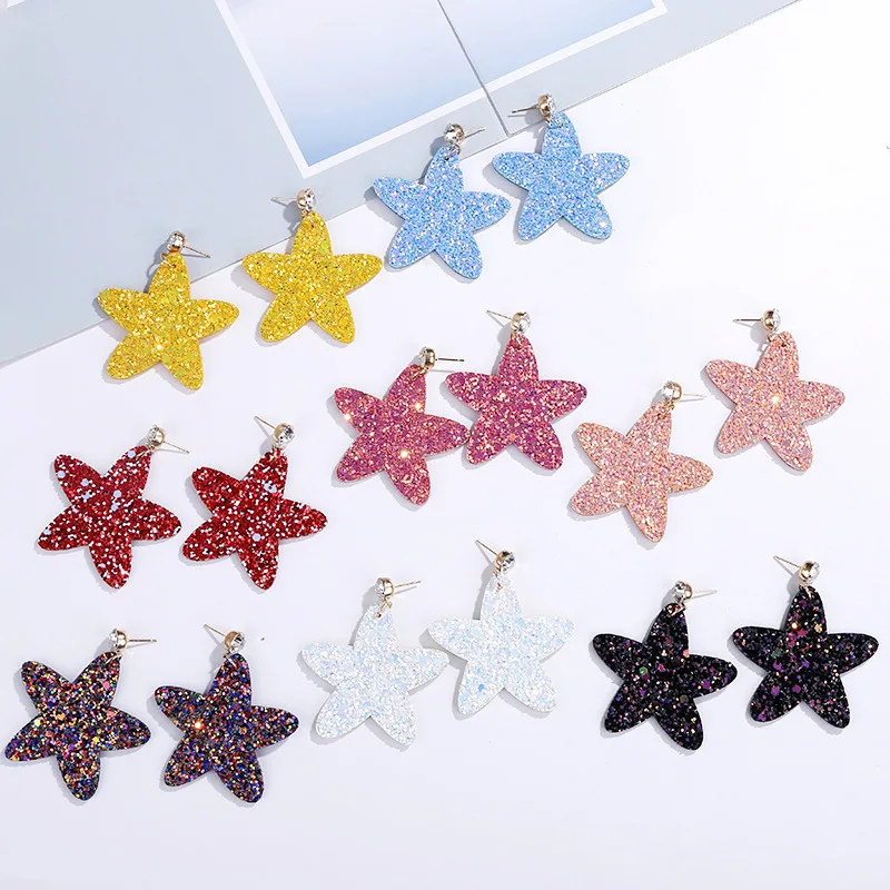 Star Earring Leather Stud Earrings Sequin Party Cute Pink Black Blue Trendy Wedding for Women Aretes Femme Mujer Fashion Jewelry
Star Earring Leather Stud Earrings Sequin Party Cute Pink Black Blue Trendy Wedding for Women Aretes Femme Mujer Fashion Jewelry