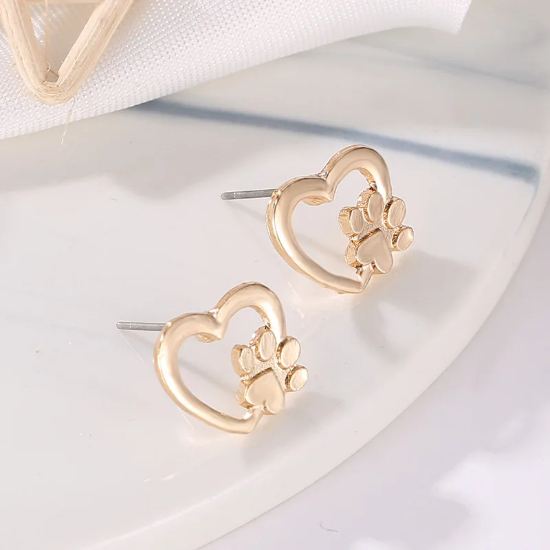 Cute Love Hollow Heart Stud Earrings Gold Silver Pet Dog Paw Footprint Earings For Women Animal Jewelry Birthday Gift Brincos
Cute Love Hollow Heart Stud Earrings Gold Silver Pet Dog Paw Footprint Earings For Women Animal Jewelry Birthday Gift Brincos