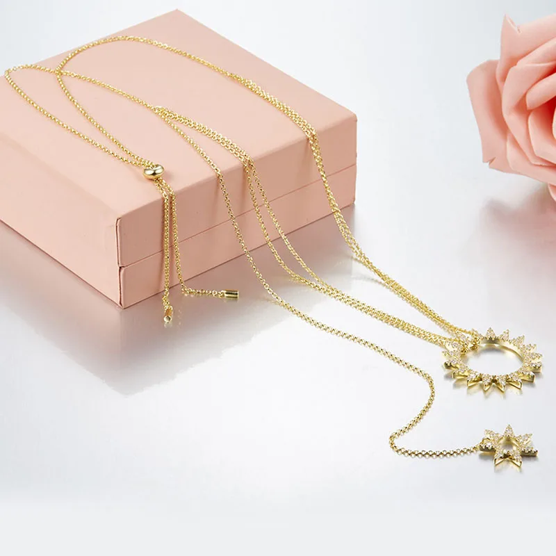 SLJELY Fashion Luxury 925 Sterling Silver 3 Gold Colors Zircon Gear Sun Geometric Pendant Necklace Women Brand Design Jewelry
SLJELY Fashion Luxury 925 Sterling Silver 3 Gold Colors Zircon Gear Sun Geometric Pendant Necklace Women Brand Design Jewelry