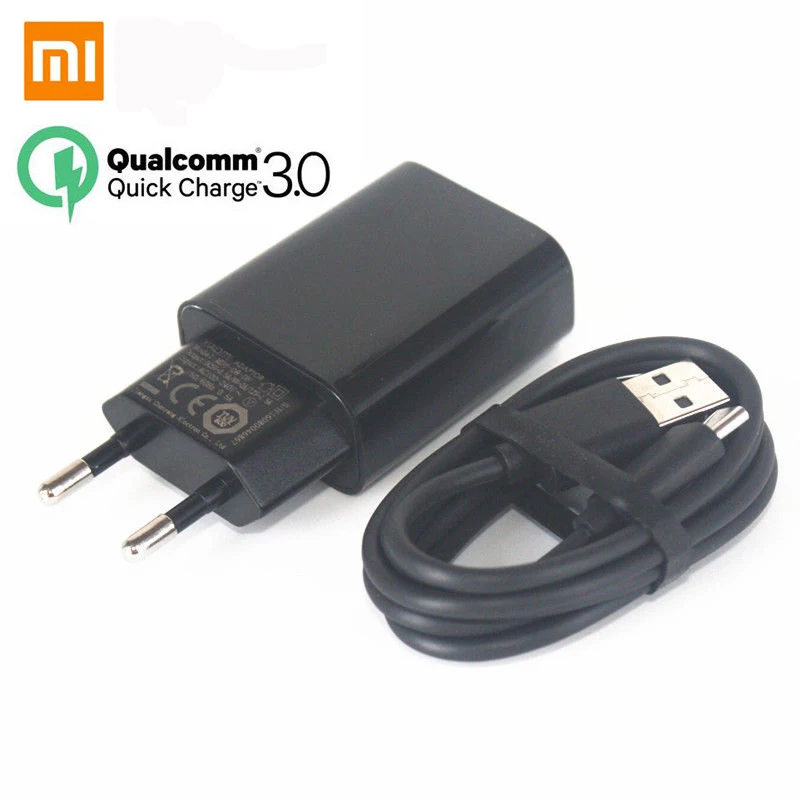 Оригинальное быстрое зарядное устройство Xiaomi QC3.0 EU + кабель USB Type C для Mi 6 5 Φ 4C 5S Max 2
