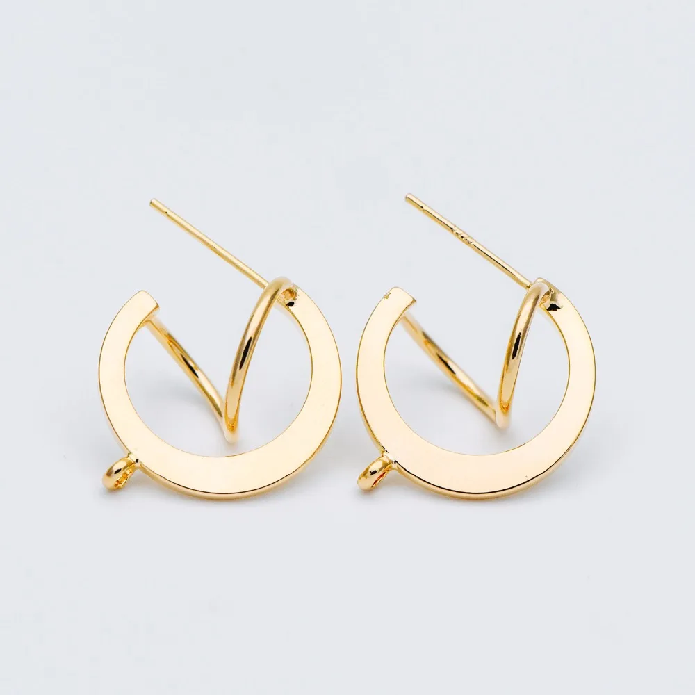 10pcs Gold plated Brass Earring Posts, Geometric Circle Stud Earring, Circle Size 18mm (GB-596)
10pcs Gold plated Brass Earring Posts, Geometric Circle Stud Earring, Circle Size 18mm (GB-596)