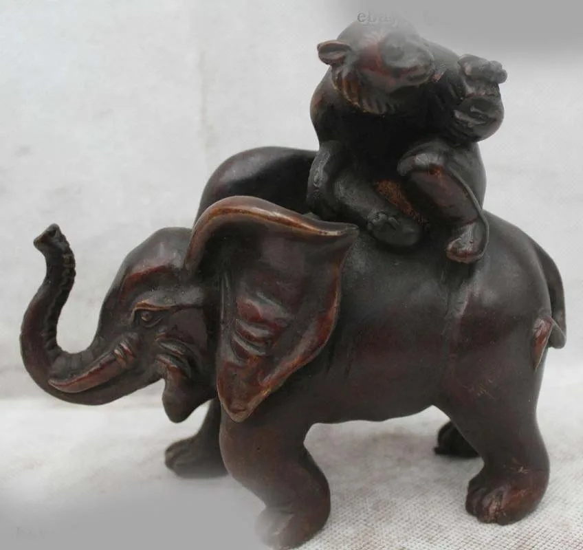 6"China Chinese Folk Bronze Lucky Money drawing monkey Sit elephant Statue
6"China Chinese Folk Bronze Lucky Money drawing monkey Sit elephant Statue