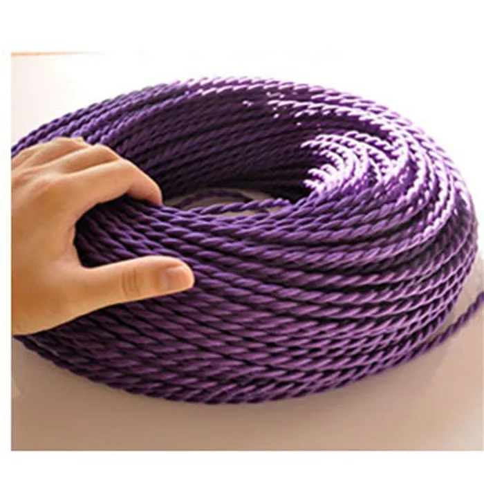 100mlot 20.75 Copper Cloth Covered Wire Vintage Style Edison Light Lamp Cord Grip Twisted Fabric Lighting Flex Electric Cable (3)