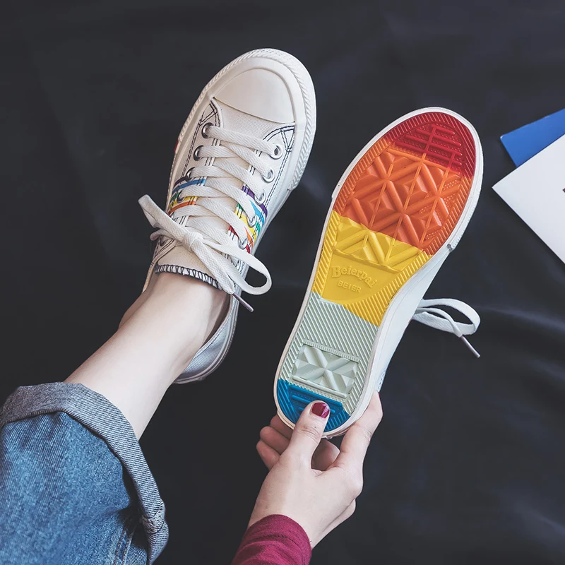 Women Rainbow Shoes Girls Colorful Sneakers 2019 Fashion Trends Spring Trainers Low Top Good Quality Princess Cloth Shoes Canvas
Women Rainbow Shoes Girls Colorful Sneakers 2019 Fashion Trends Spring Trainers Low Top Good Quality Princess Cloth Shoes Canvas