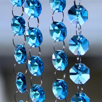 

10m/lot 14mm Glass Octagon Beads Aquamarine Color Crystal Glass Garland Strand Wedding & Christmas Party Event Decoration