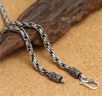 KJJEAXCMY fine jewelry S925 pure silver men's simple and classic vintage Thai silver 4m hemp rope necklace.
KJJEAXCMY fine jewelry S925 pure silver men's simple and classic vintage Thai silver 4m hemp rope necklace.