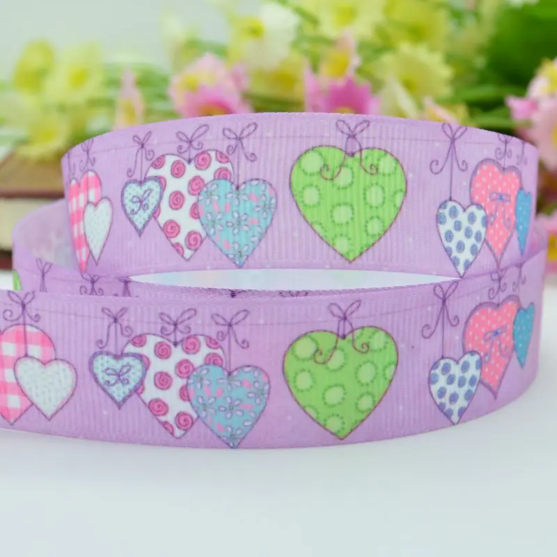 

Valentine's Day heart-shaped party decoration crafts accessories 22mm character cheap printed grosgrain ribbon 50 yard 7/8 roll