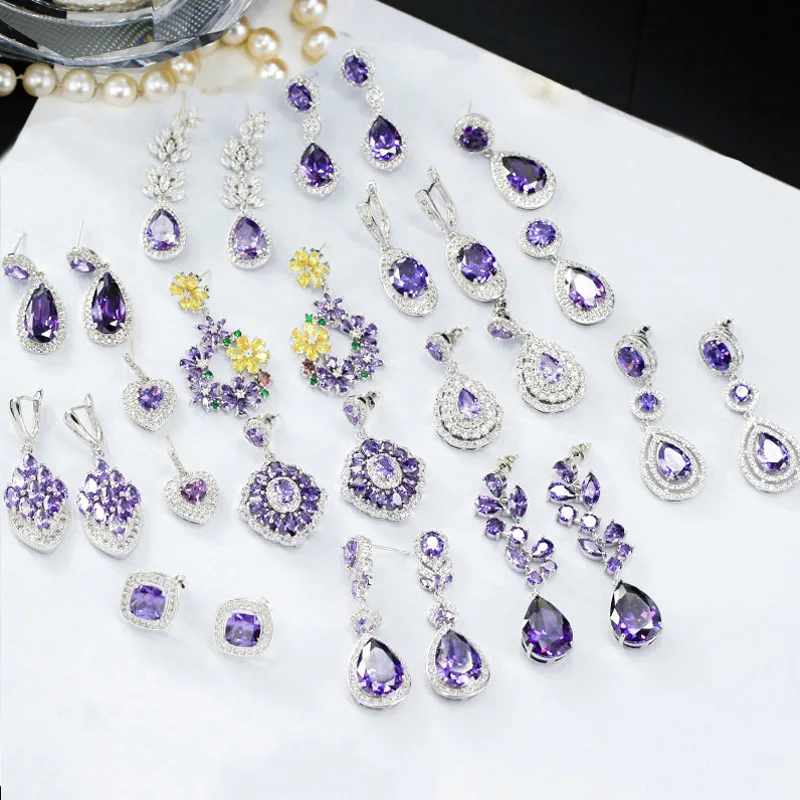 Pera New Arrival Cubic Zircon Crystal Round Long Big Dangle Tear Drop Flower Leaf Heart Purple Earrings Wedding for Women E405
Pera New Arrival Cubic Zircon Crystal Round Long Big Dangle Tear Drop Flower Leaf Heart Purple Earrings Wedding for Women E405